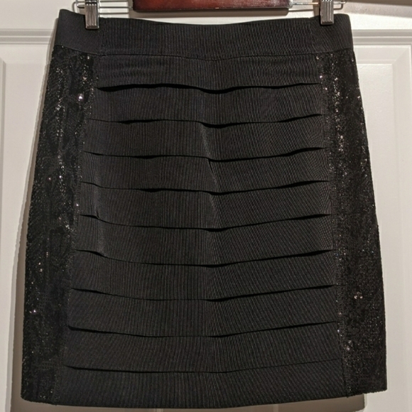 Tory Burch Black Sequined Antiscia Bodycon Skirt Size M - Picture 3 of 11